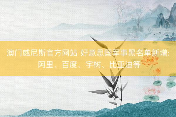 澳门威尼斯官方网站 好意思国军事黑名单新增: 阿里、百度、宇树、比亚迪等