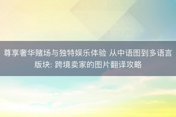 尊享奢华赌场与独特娱乐体验 从中语图到多语言版块: 跨境卖家的图片翻译攻略