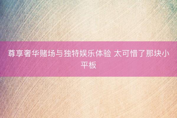 尊享奢华赌场与独特娱乐体验 太可惜了那块小平板