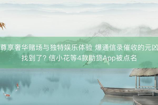 尊享奢华赌场与独特娱乐体验 爆通信录催收的元凶找到了? 信小花等4款助贷App被点名